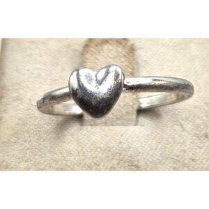 Silver Tone Heart Ring Size 9 Minimalist Design